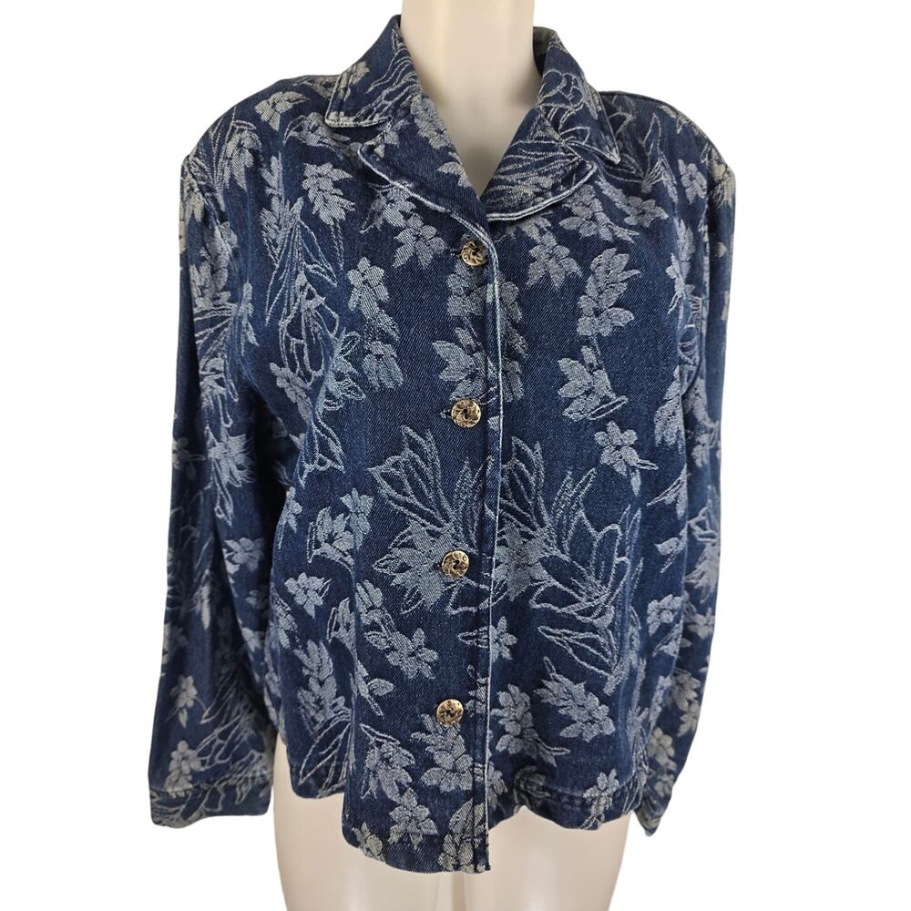 Cynthia Rae Relax Floral Jean Casual Winter Jacket Women's XL